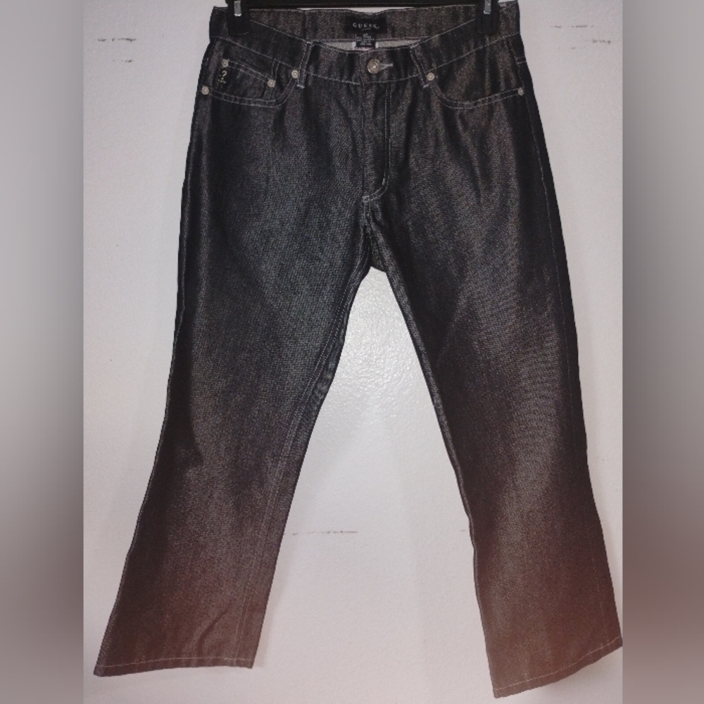 Guess Women's Straight Jeans in Black Sheen
